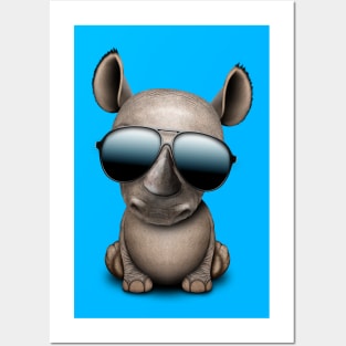 Cute Baby Rhino Wearing Sunglasses Posters and Art